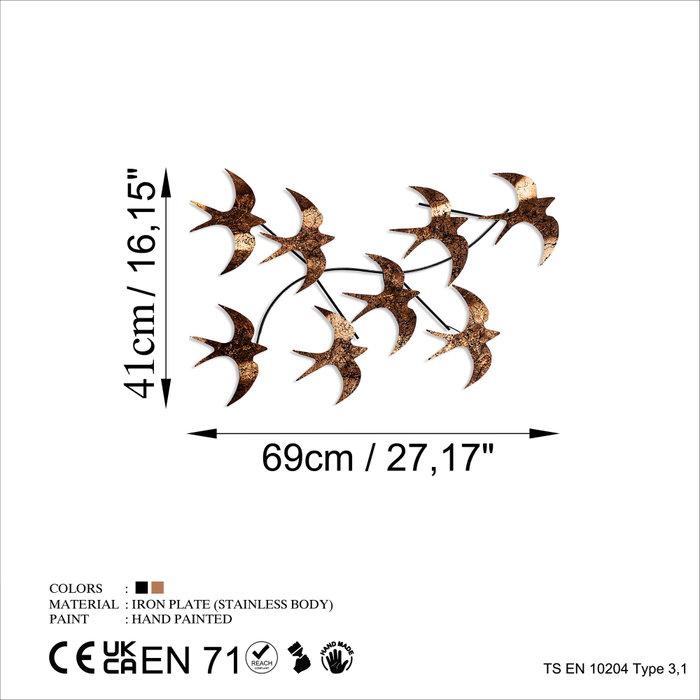Wallity Flying Birds 3 Escultura de pared de metal Multicolor Wallity Flying Birds 3 Escultura de pared de metal Multicolor